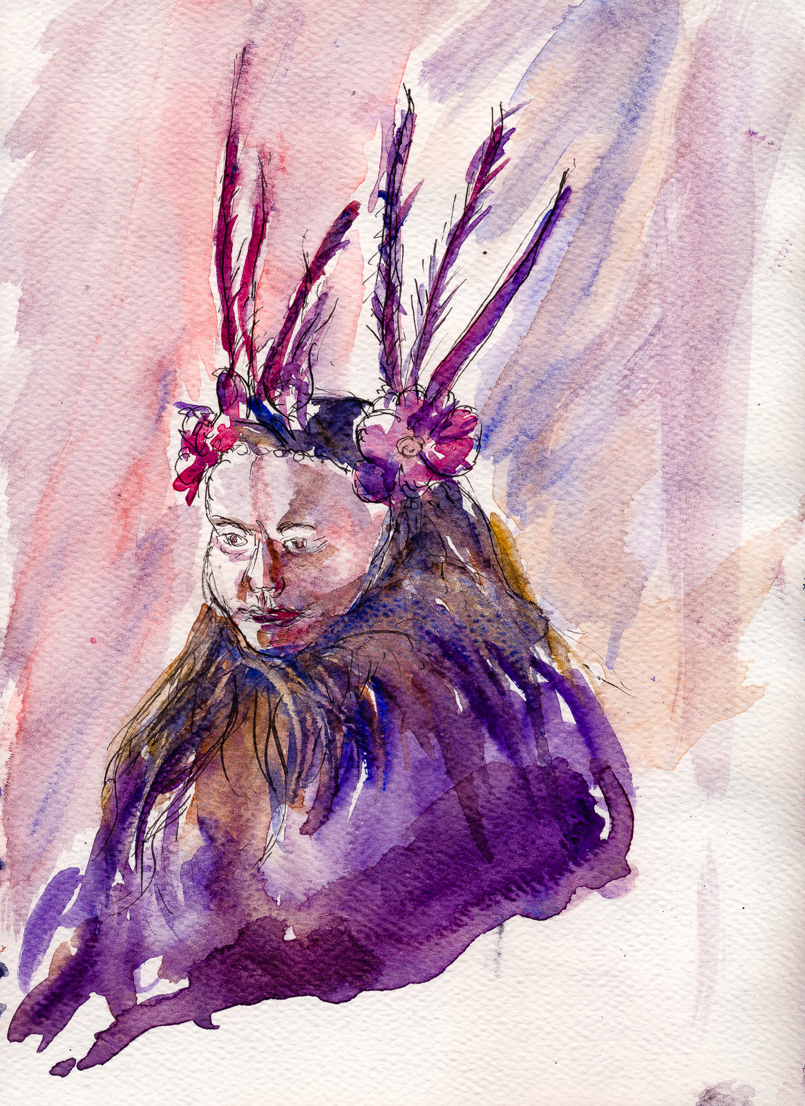 Ruth, Portraits At The Pub, Watercolour and Fountain Pen. A4 Artway 35% Cotton Studio Sketchbook.