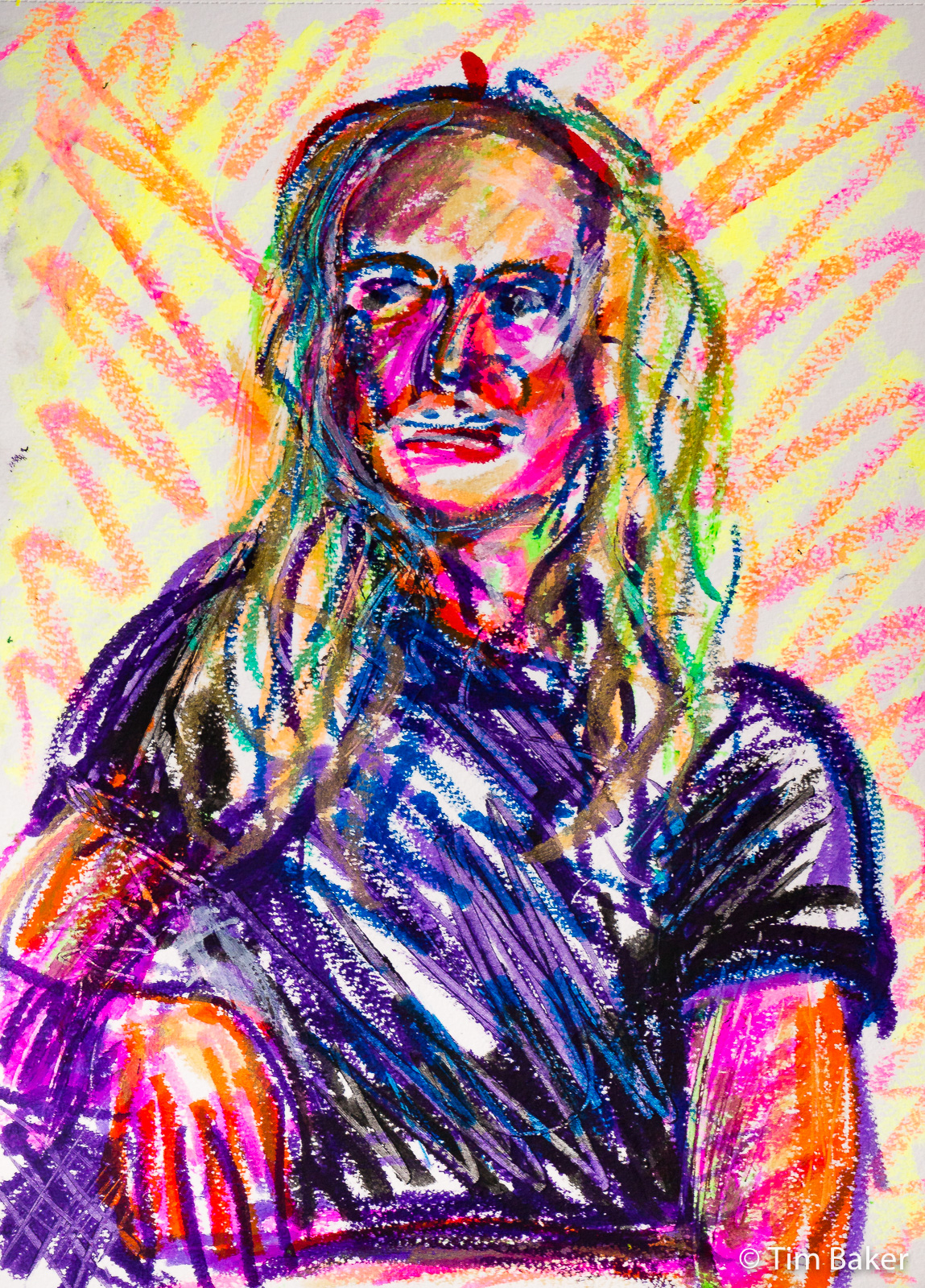 Petra, Portraits At The Pub, Tempera Thin Paint Sticks, Canson XL A3 Watercolour sketchbook.