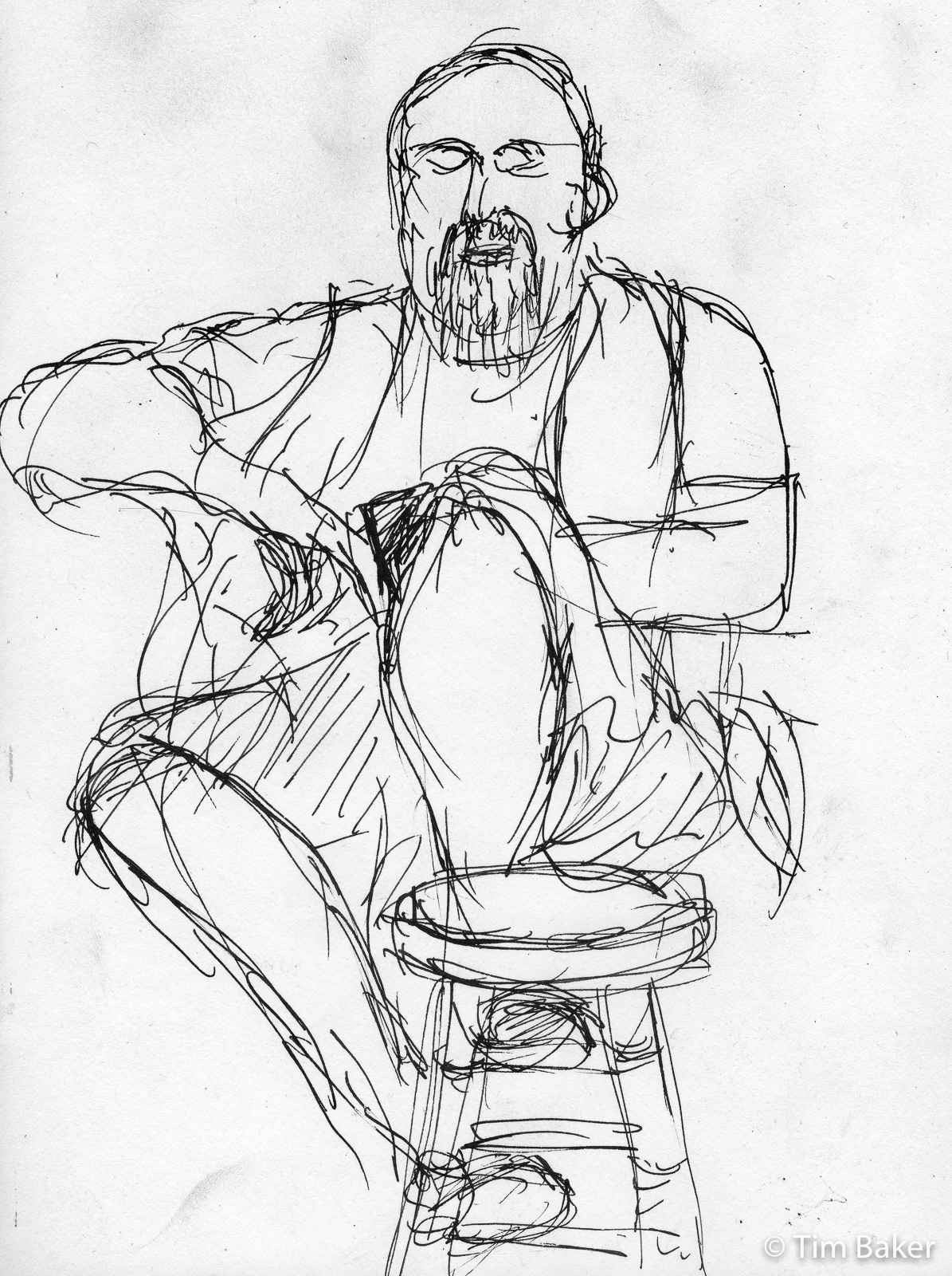 Adam. Portraits At The Pub, Fountain Pen, Flat White A4 sketchbook.